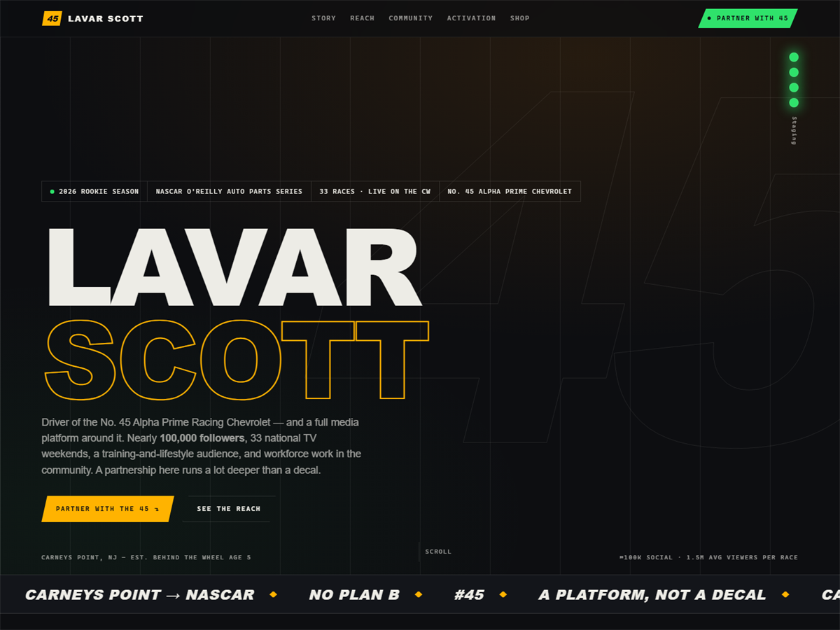 Lavar Scott website built by Cozy Digital
