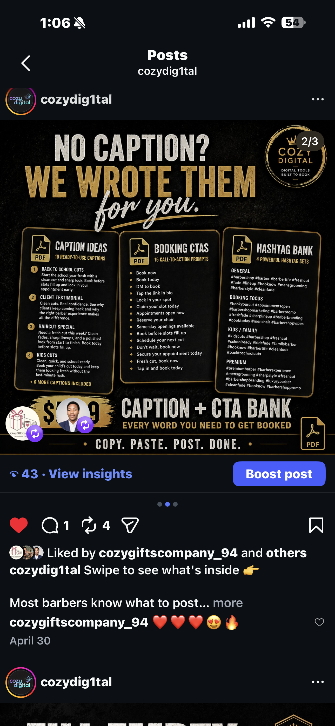 Cozy Digital post